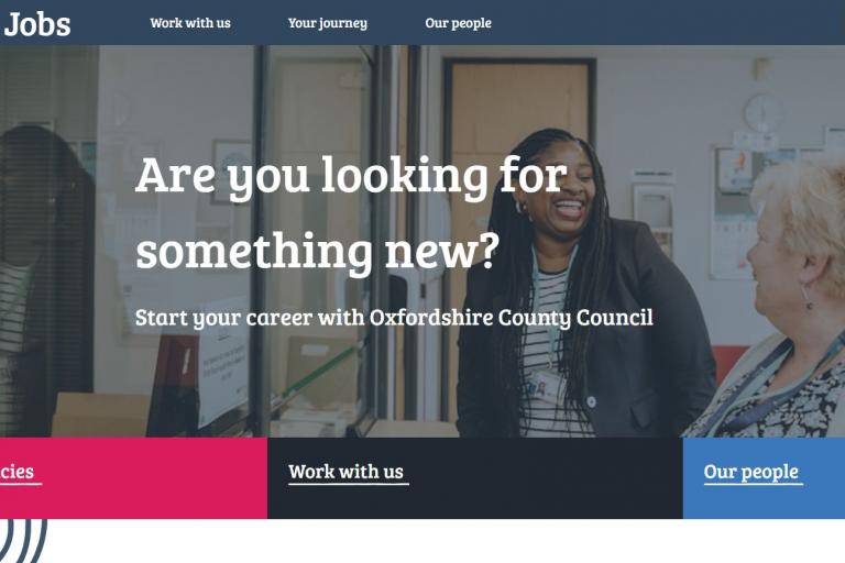 Oxfordshire County Council jobs site home page