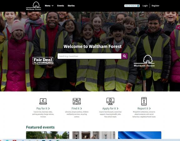 Screenshot of Waltham Forest Council website