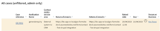 council forms - view the case in the case list in CRM 