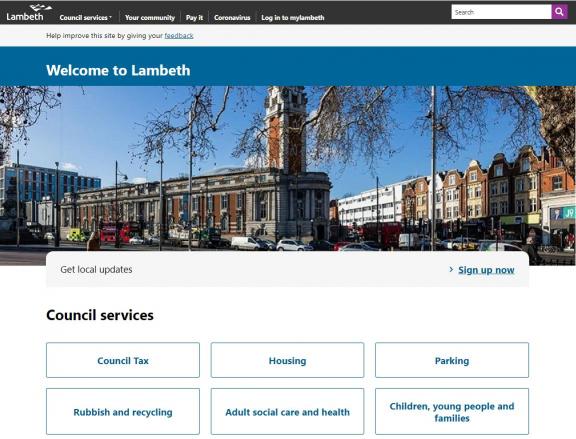Lambeth Council website homepage
