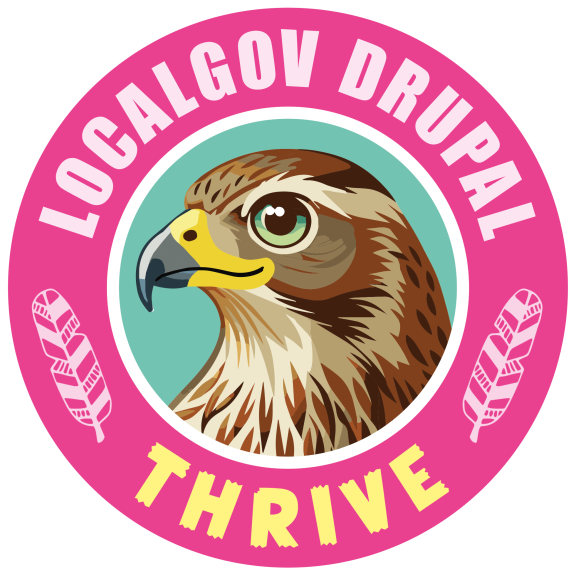 localgov drupal mission patch thrive pink circle with a picture of a red kite