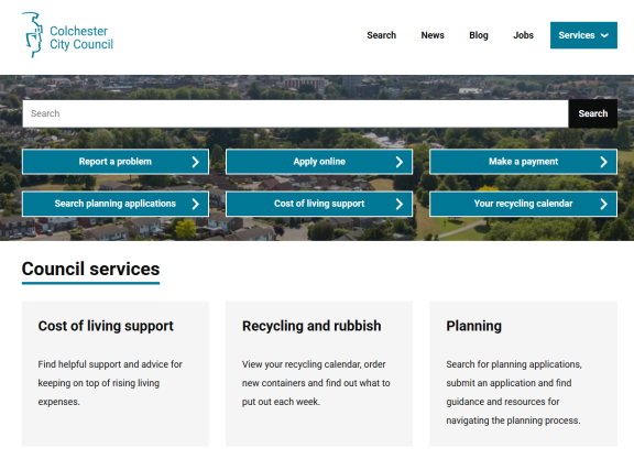 colchester city council website homepage