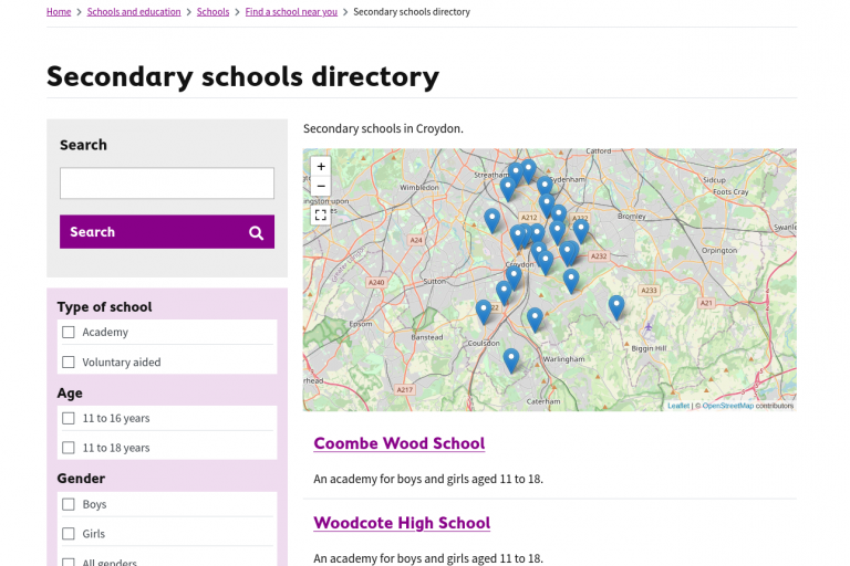 Croydon Secondary Schools Directory