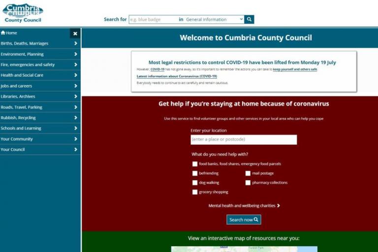 Screenshot of the 'old' Cumbria website home page