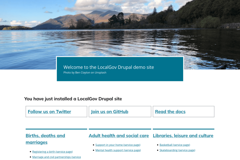 LocalGov Drupal demo site home page