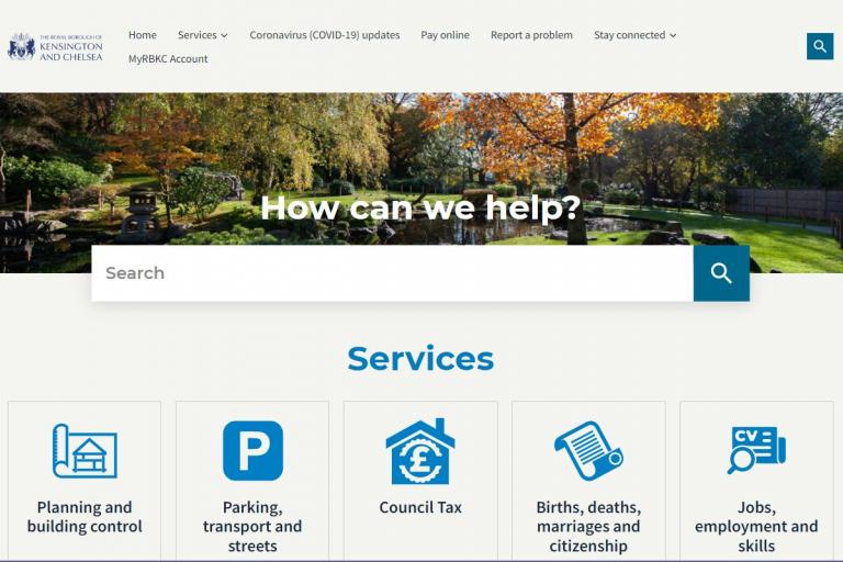 Kensington & Chelsea Council website home page