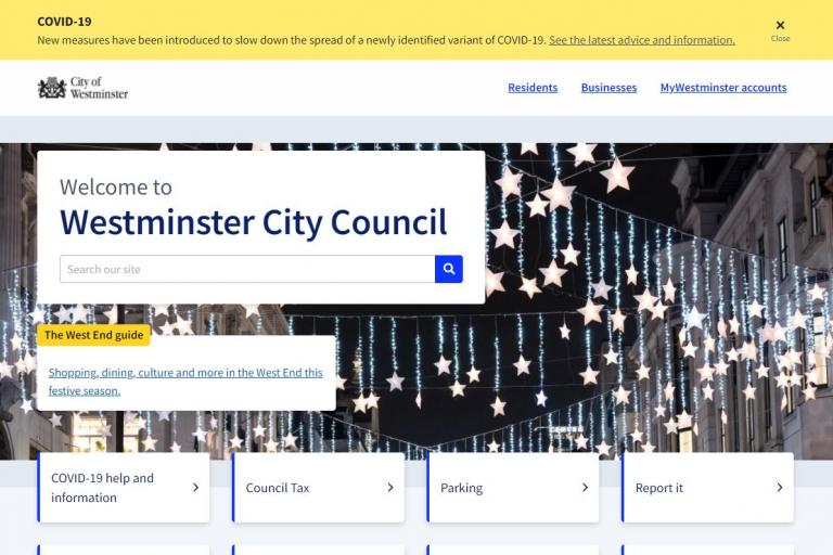 Westminster Council website home page