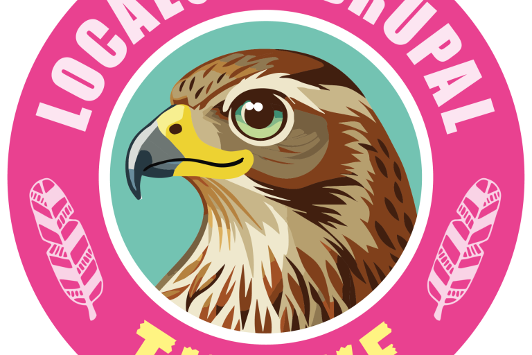 localgov drupal mission patch thrive pink circle with a picture of a red kite