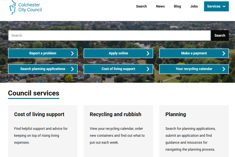 colchester city council website homepage