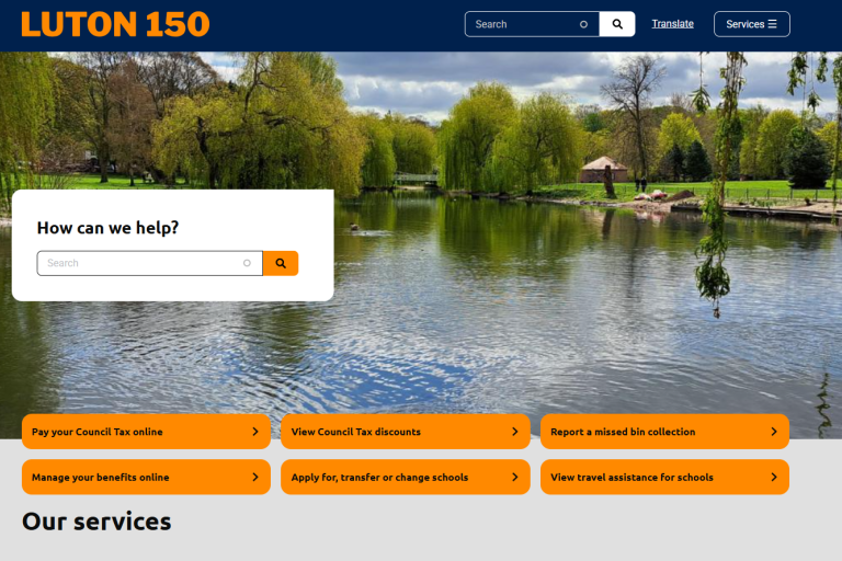 luton borough council homepage